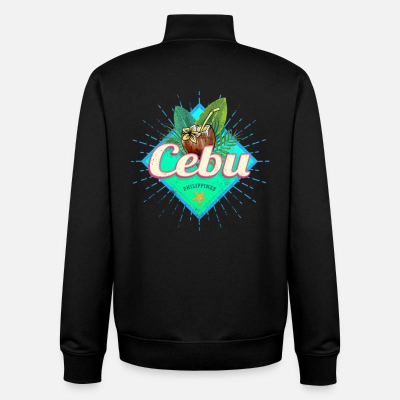 Cebu Island Philippines Coconut Retro Souvenir - Unisex Organic Zip Sweatshirt by Stanley/Stella - black
