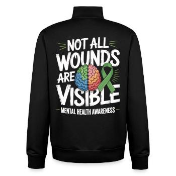 Not All Wounds Are Visible – Mental Health - Unisex Organic Zip Sweatshirt by Stanley/Stella - black - Back - AI Model Male 185 light (185cm)