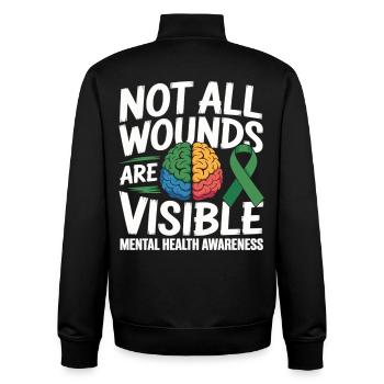 Not All Wounds Are Visible – Mental Health - Unisex Organic Zip Sweatshirt by Stanley/Stella - black - Back - AI Model Male 185 light (185cm)
