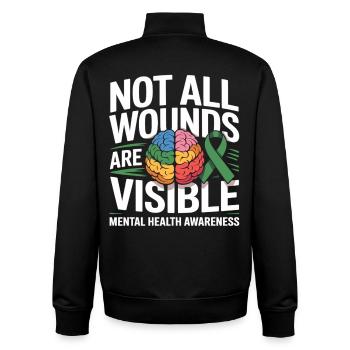 Not All Wounds Are Visible – Mental Health - Unisex Organic Zip Sweatshirt by Stanley/Stella - black - Back - AI Model Male 185 light (185cm)
