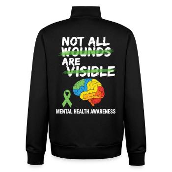 Not All Wounds Are Visible – Mental Health - Unisex Organic Zip Sweatshirt by Stanley/Stella - black - Back - AI Model Male 185 light (185cm)