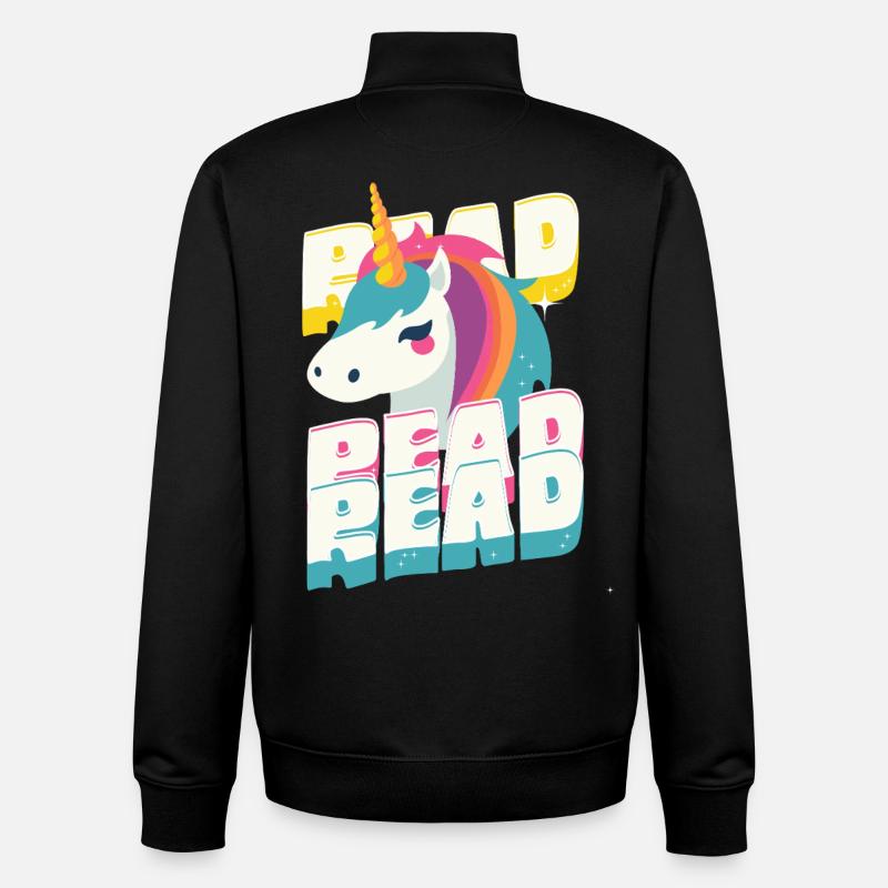 3x_Read - Unicorn - Unisex Organic Zip Sweatshirt von Stanley/Stella - Schwarz