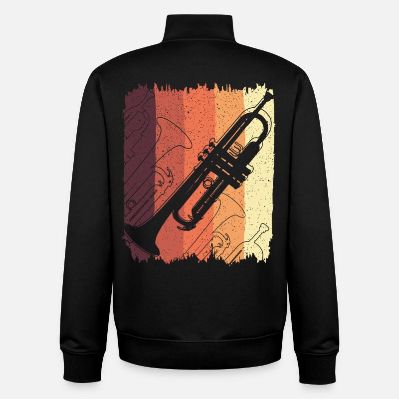 Trompetengraffiti auf Sunset Stripes - Unisex Organic Zip Sweatshirt von Stanley/Stella - Schwarz