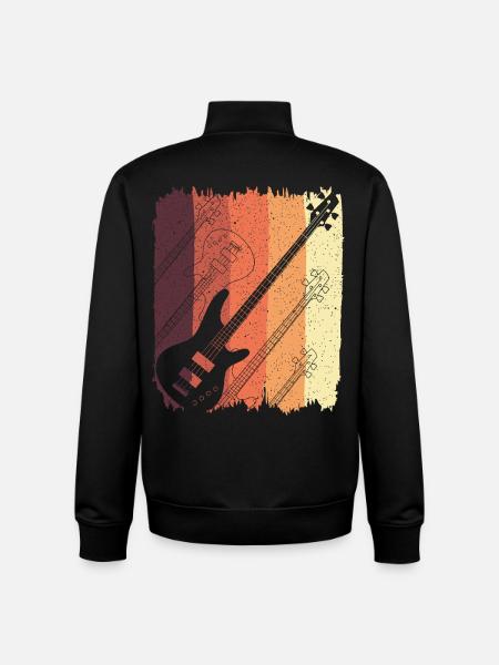 Retro Guitar Sunset Stripes - Unisex Organic Zip Sweatshirt by Stanley/Stella - black