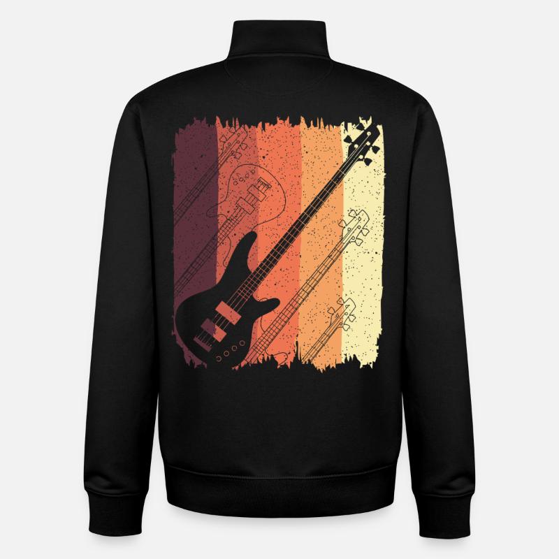 Guitares Rétro Sunset Stripes - Sweat zippé unisexe en coton bio Stanley/Stella - noir