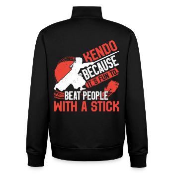 Kendo Épéiste Samouraï Ninja Sinobi Kenjutsu - Sweat zippé unisexe en coton bio Stanley/Stella - noir - Dos - AI Model Male 185 light (185cm)