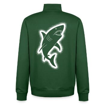 Shark Sharks Kids Boys Men Shark - Unisex Organic Zip Sweatshirt by Stanley/Stella - bottle green - Back - AI Model Male 185 dark (185cm)