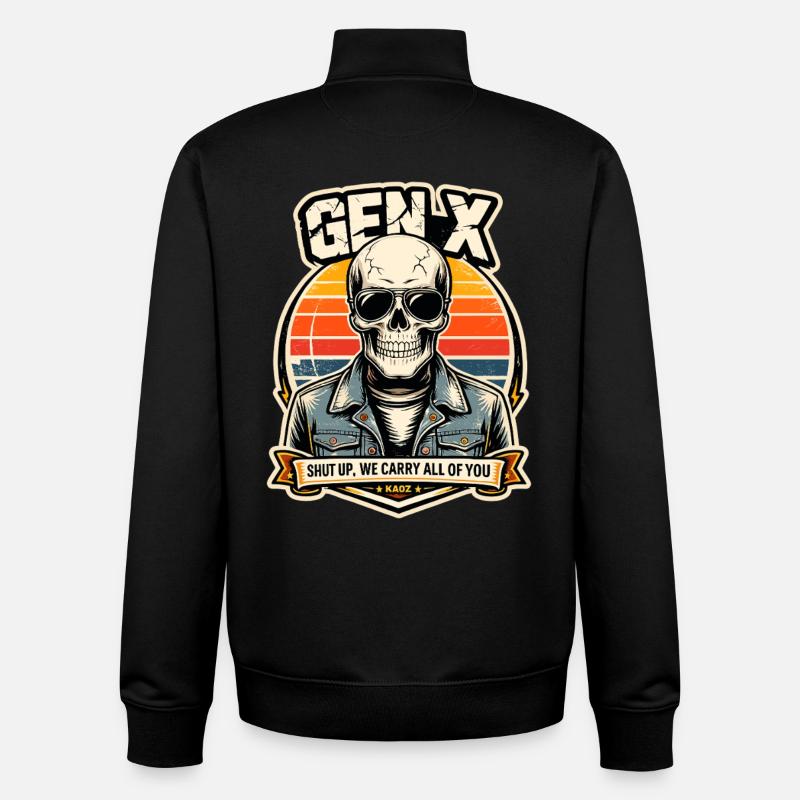 Cavalier en denim du créneau du créneau - Sweat zippé unisexe en coton bio Stanley/Stella - noir