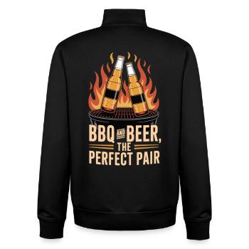 BBQ Beer T-Shirt – BBQ Beer Gift - Unisex Organic Zip Sweatshirt by Stanley/Stella - black - Back - AI Model Male 185 light (185cm)