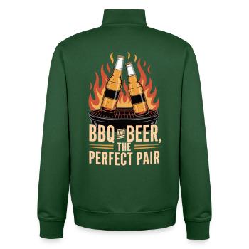 BBQ Beer T-Shirt – BBQ Beer Gift - Unisex Organic Zip Sweatshirt by Stanley/Stella - bottle green - Back - AI Model Male 185 dark (185cm)
