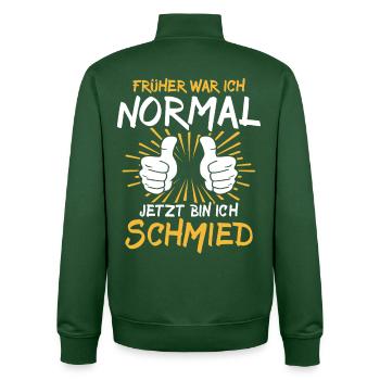 Schmied Spruch - Unisex Organic Zip Sweatshirt von Stanley/Stella - Flaschengrün - Hinten - AI Model Male 185 dark (185cm)