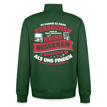 Kollegen - Jobwechsel - Kündigung - Spruch - Unisex Organic Zip Sweatshirt von Stanley/Stella - Flaschengrün - Hinten - AI Model Male 185 dark (185cm)