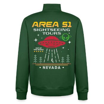 Area 51 Besichtigungstouren - Unisex Organic Zip Sweatshirt von Stanley/Stella - Flaschengrün - Hinten - AI Model Male 185 dark (185cm)