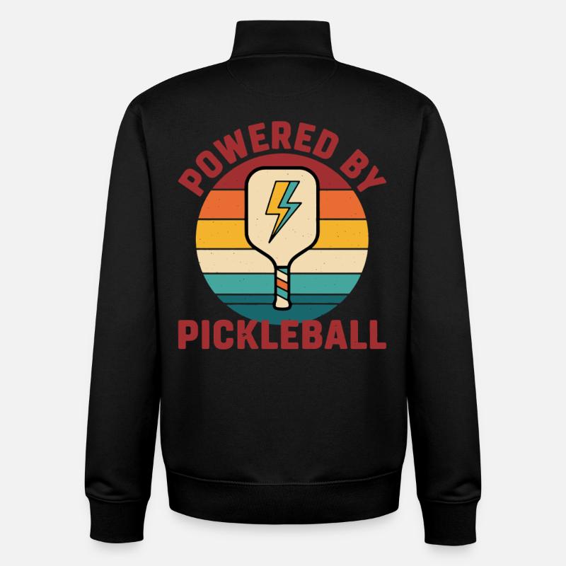 Pickleball Funny Player Powered By Pickleball - Unisex Organic Zip Sweatshirt by Stanley/Stella - black