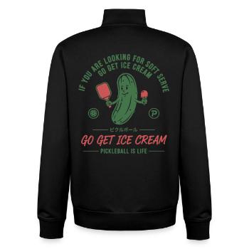 Pickleball-Lustiger Spieler Hol Sahne - Unisex Organic Zip Sweatshirt von Stanley/Stella - Schwarz - Hinten - AI Model Male 185 light (185cm)