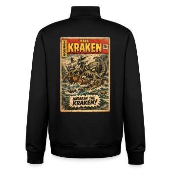 Kraken Sea Monster Vintage Comic - Unisex Organic Zip Sweatshirt by Stanley/Stella - black - Back - AI Model Male 185 light (185cm)