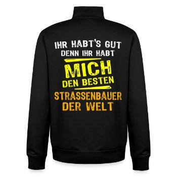 Strassenbauer Geschenk - Unisex Organic Zip Sweatshirt von Stanley/Stella - Schwarz - Hinten - AI Model Male 185 light (185cm)
