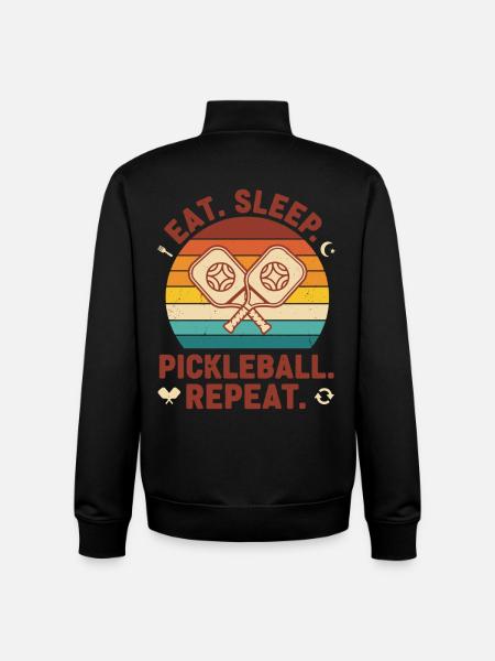Pickleball Eat Sleep Pickleball Repeat Funny - Unisex Organic Zip Sweatshirt by Stanley/Stella - black