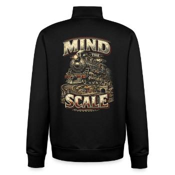 Modelleisenbahn Eisenbahn Mind The Scale - Unisex Organic Zip Sweatshirt von Stanley/Stella - Schwarz - Hinten - AI Model Male 185 light (185cm)