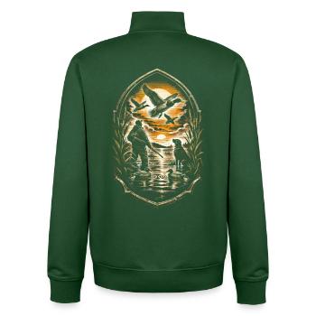 duck shooting - Unisex Organic Zip Sweatshirt by Stanley/Stella - bottle green - Back - AI Model Male 185 dark (185cm)
