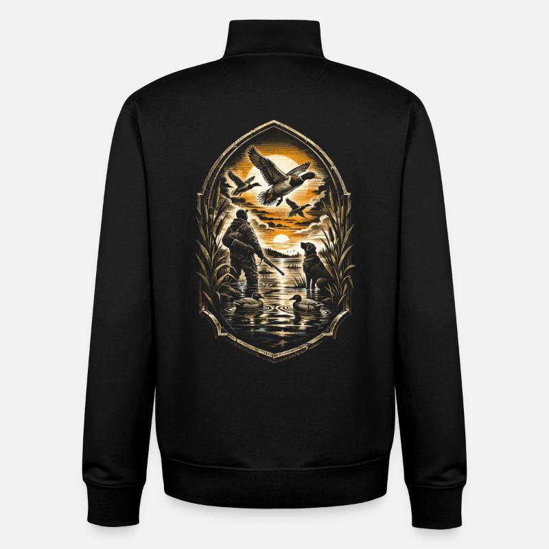 duck shooting - Unisex Organic Zip Sweatshirt by Stanley/Stella - black