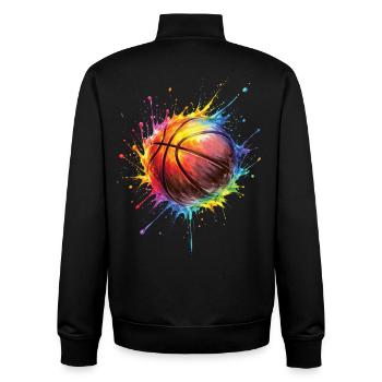  Ballon de Basket - Basketball Style Peinture - Sweat zippé unisexe en coton bio Stanley/Stella - noir - Dos - AI Model Male 185 light (185cm)