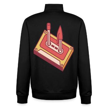 80's & 90's Retro Party Costume Cassette - Unisex Organic Zip Sweatshirt by Stanley/Stella - black - Back - AI Model Male 185 light (185cm)