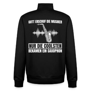 Saxophonist Coole Musiker spielen Saxophon - Unisex Organic Zip Sweatshirt von Stanley/Stella - Schwarz - Hinten - AI Model Male 185 light (185cm)