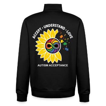 Autismus Akzeptanz Sonnenblume Symbol - Unisex Organic Zip Sweatshirt von Stanley/Stella - Schwarz - Hinten - AI Model Male 185 light (185cm)