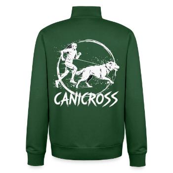 Canicross Zughundesport Laufen Hund - Unisex Organic Zip Sweatshirt von Stanley/Stella - Flaschengrün - Hinten - AI Model Male 185 dark (185cm)