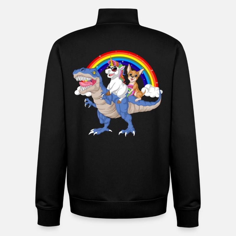 Chihuahua-Einhorn-Dinosaurier-Hemd - Unisex Organic Zip Sweatshirt von Stanley/Stella - Schwarz