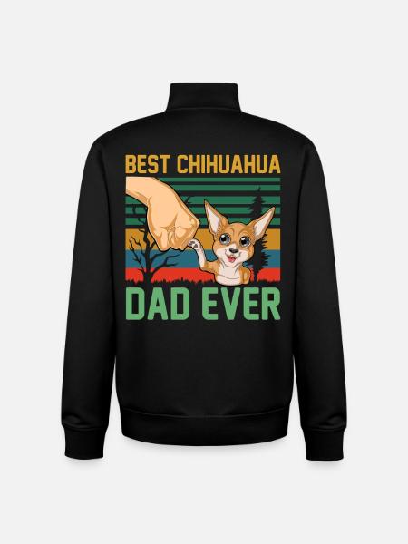 Best Chihuahua Dad Ever Retro Tee - Unisex Organic Zip Sweatshirt by Stanley/Stella - black