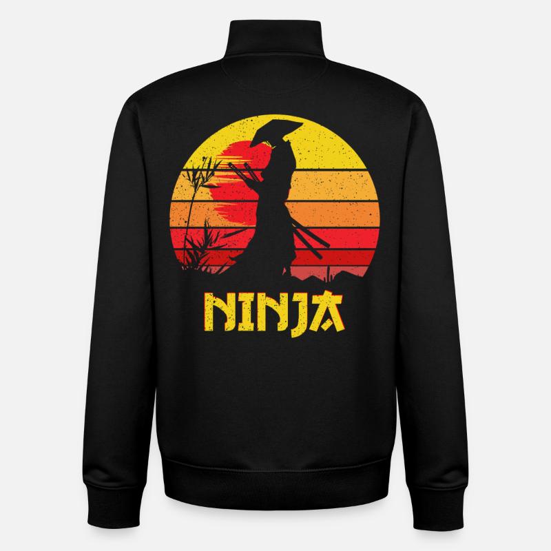 Sunset Ninja Silhouette - Unisex Organic Zip Sweatshirt by Stanley/Stella - black