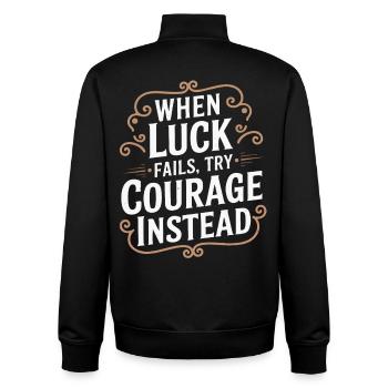 Mut über Glück Zitat-Typografie-Tee - Unisex Organic Zip Sweatshirt von Stanley/Stella - Schwarz - Hinten - AI Model Male 185 light (185cm)