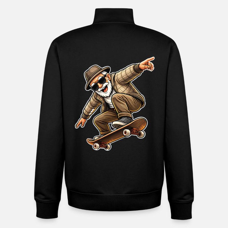 Opa Skateboard - Unisex Organic Zip Sweatshirt von Stanley/Stella - Schwarz