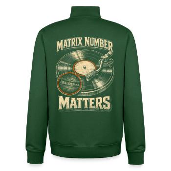 Le numéro de la matrice des disques vinyles de collection de vinyles compte - Sweat zippé unisexe en coton bio Stanley/Stella - vert bouteille - Dos - AI Model Male 185 dark (185cm)