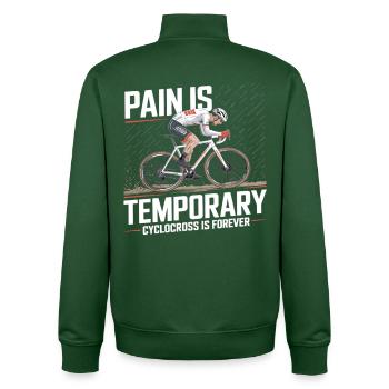 La douleur est temporaire – Vélo de cyclocross - Sweat zippé unisexe en coton bio Stanley/Stella - vert bouteille - Dos - AI Model Male 185 dark (185cm)