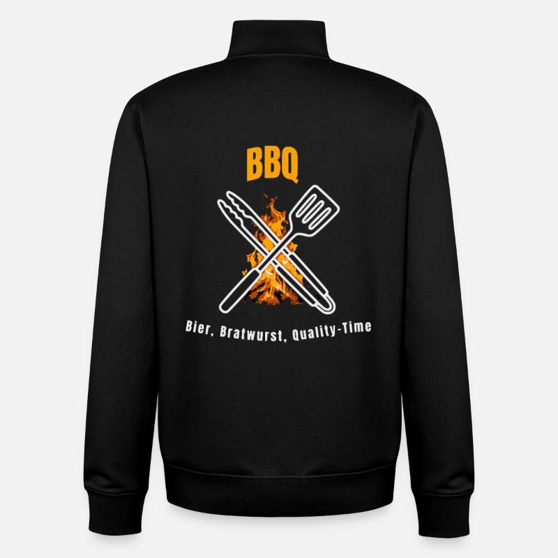 BBQ Beer Bratwurst Quality Time - Unisex Organic Zip Sweatshirt by Stanley/Stella - black