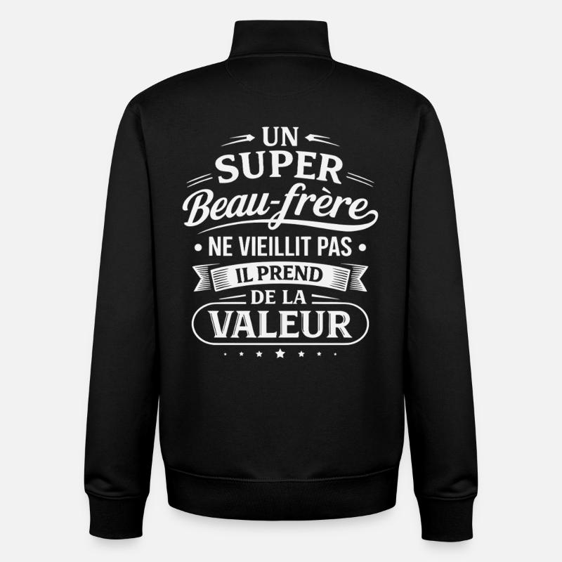 A great brother-in-law doesn't age - Unisex Organic Zip Sweatshirt by Stanley/Stella - black