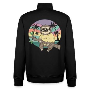 Cooles Faultier Retro Sommer Palmen - Unisex Organic Zip Sweatshirt von Stanley/Stella - Schwarz - Hinten - AI Model Male 185 light (185cm)