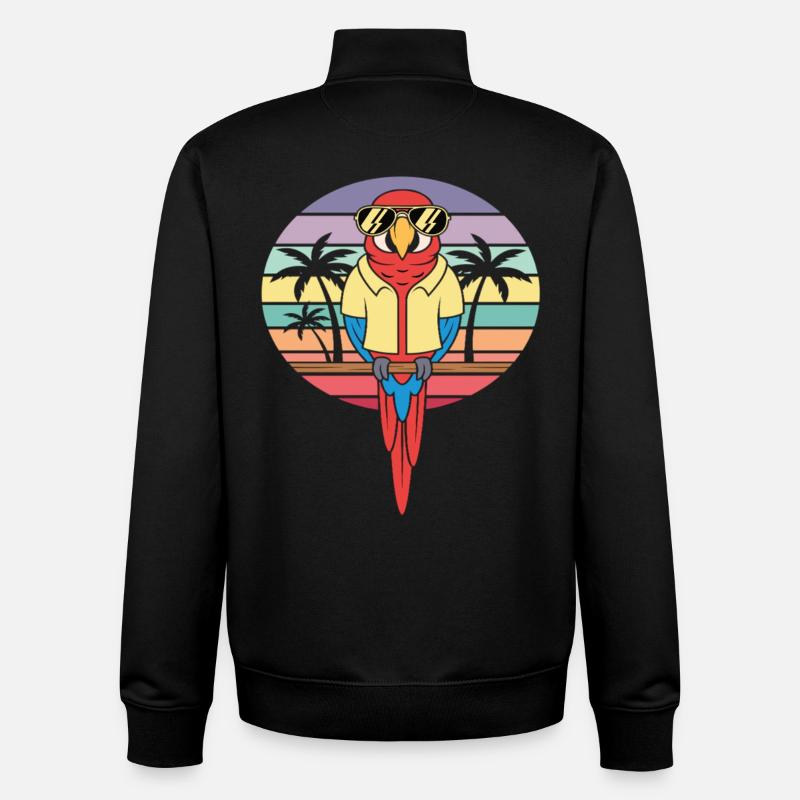 Cooler Papagei Retro Sommer Palmen - Unisex Organic Zip Sweatshirt von Stanley/Stella - Schwarz