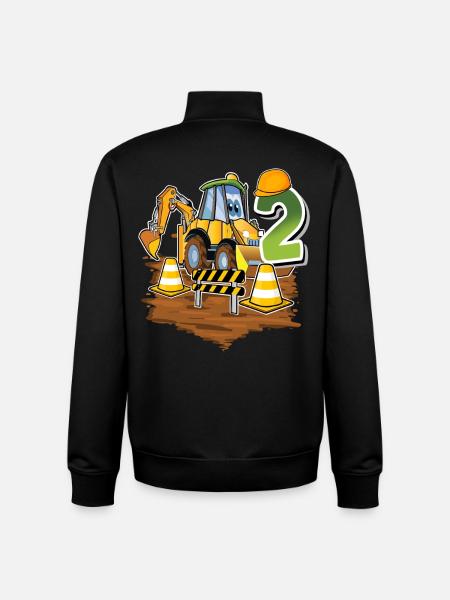 2 excavators 2nd birthday - Unisex Organic Zip Sweatshirt by Stanley/Stella - black