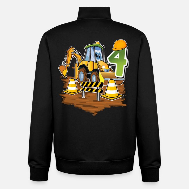 4e anniversaire des 4 excavateurs - Sweat zippé unisexe en coton bio Stanley/Stella - noir