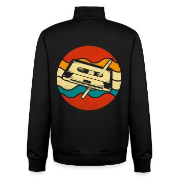Vintage Retro Music Tape 80er 90er Stil Kassette - Unisex Organic Zip Sweatshirt von Stanley/Stella - Schwarz - Hinten - AI Model Male 185 light (185cm)
