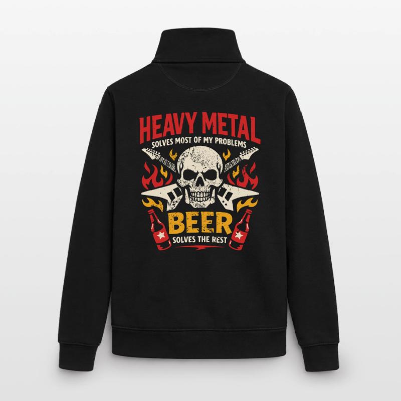 Heavy Metal solves my problems - Bier Spruch Unisex Organic Zip Sweatshirt von Stanley/Stella