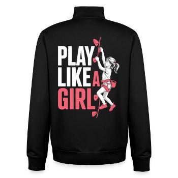 Play Like A Girl Shirt Klettern Mädchen Sport - Unisex Organic Zip Sweatshirt von Stanley/Stella - Schwarz - Hinten - AI Model Male 185 light (185cm)