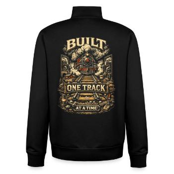 Modelleisenbahn Eisenbahn One Track At A time - Unisex Organic Zip Sweatshirt von Stanley/Stella - Schwarz - Hinten - AI Model Male 185 light (185cm)