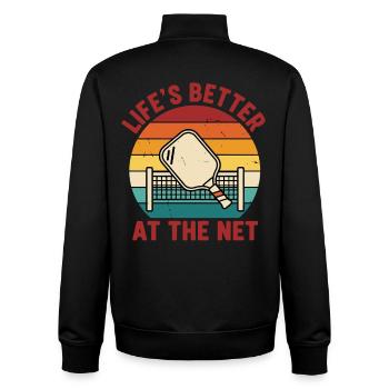 Pickleball Life's Better At The Net Funny Player - Unisex Organic Zip Sweatshirt by Stanley/Stella - black - Back - AI Model Male 185 light (185cm)