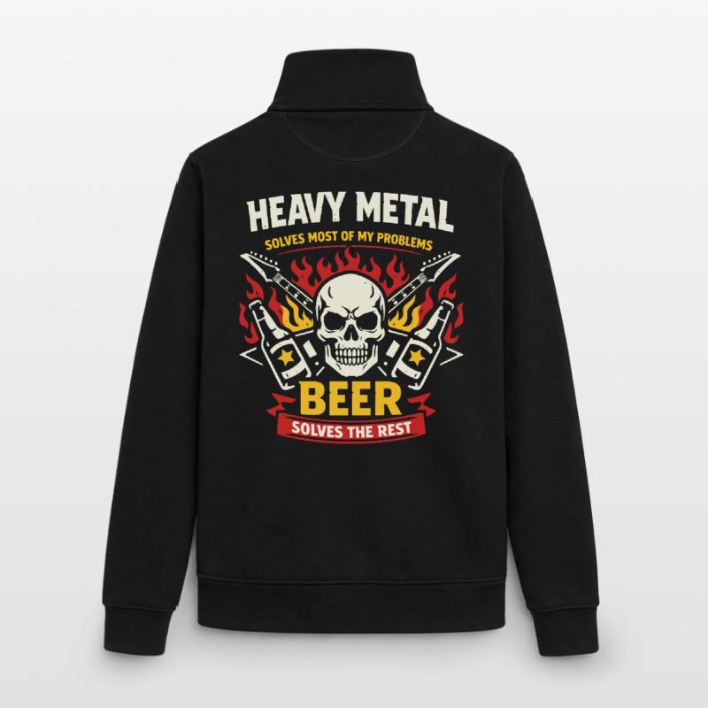 Heavy Metal solves my problems - Bier Spruch Unisex Organic Zip Sweatshirt von Stanley/Stella