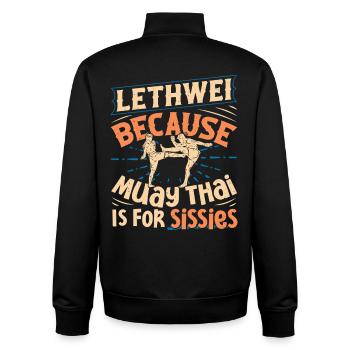  Lethwei Training Myanmar Fighter Burmese Boxing - Unisex Organic Zip Sweatshirt by Stanley/Stella - black - Back - AI Model Male 185 light (185cm)